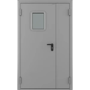 Дверь техническая остекленная 1350x2050 мм левая цвет светло-серый RAL7035