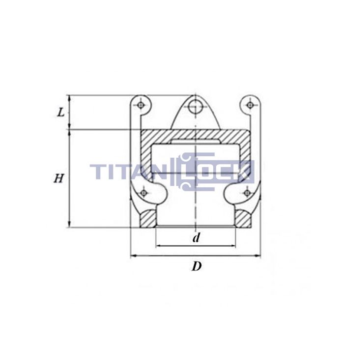 Камлок нержавеющий тип DC, заглушка для ниппеля 1 1/2", AISI304, TL150DCSS TITAN LOCK  - Вид №1