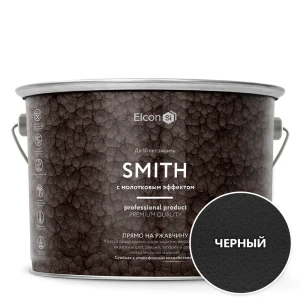 90287358 Эмаль по ржавчине Elcon Smith молотковая матовая цвет черный 10 кг STLM-1360621