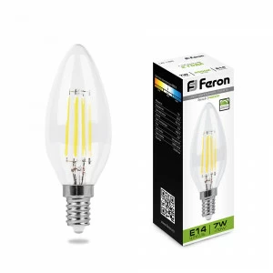 Лампа светодиодная диммируемая Feron "Свеча" E14 7W 4000K LB-166 25871 FERON  00-3956790 Прозрачный