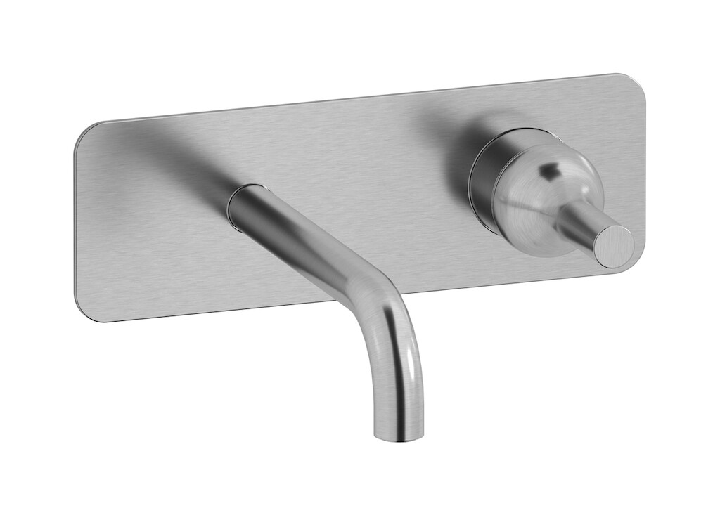 Встроенный в стену смеситель для раковины на 2 отверстия в комплекте с донным клапаном WE ARE IB bi206ss Brushed Nickel Batlo