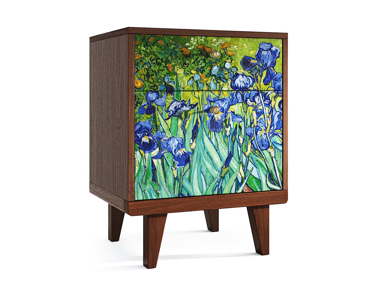 Прикроватная тумбочка дизайнерская дуб с принтом "Цветы" Thimon THE IDEA  210287 Коричневый;разноцветный  - Вид №1