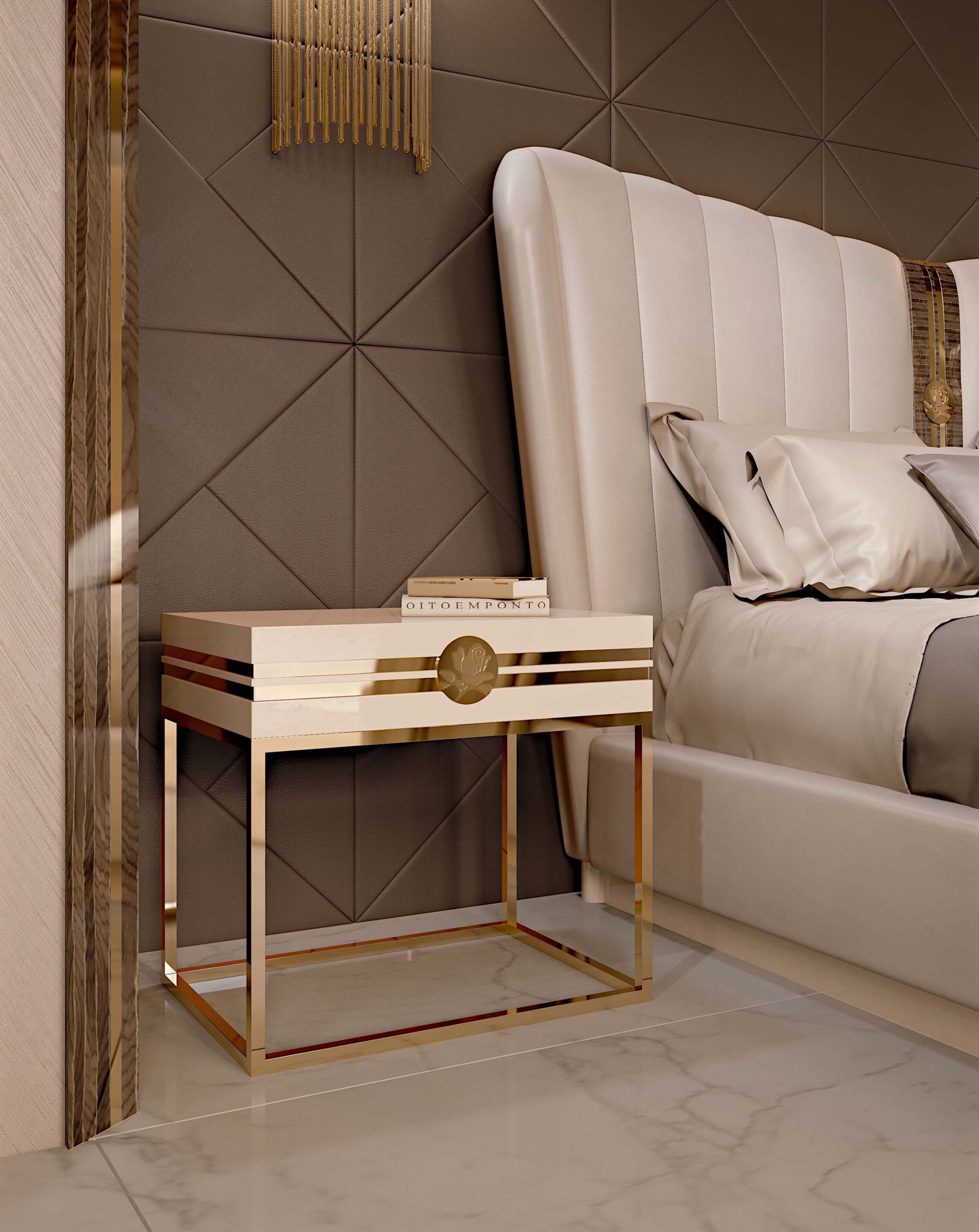 Деревянная прямоугольная прикроватная тумбочка с ящиком Bizzotto Italia Symphony-Infinity ARCH-00022832 - Вид №2