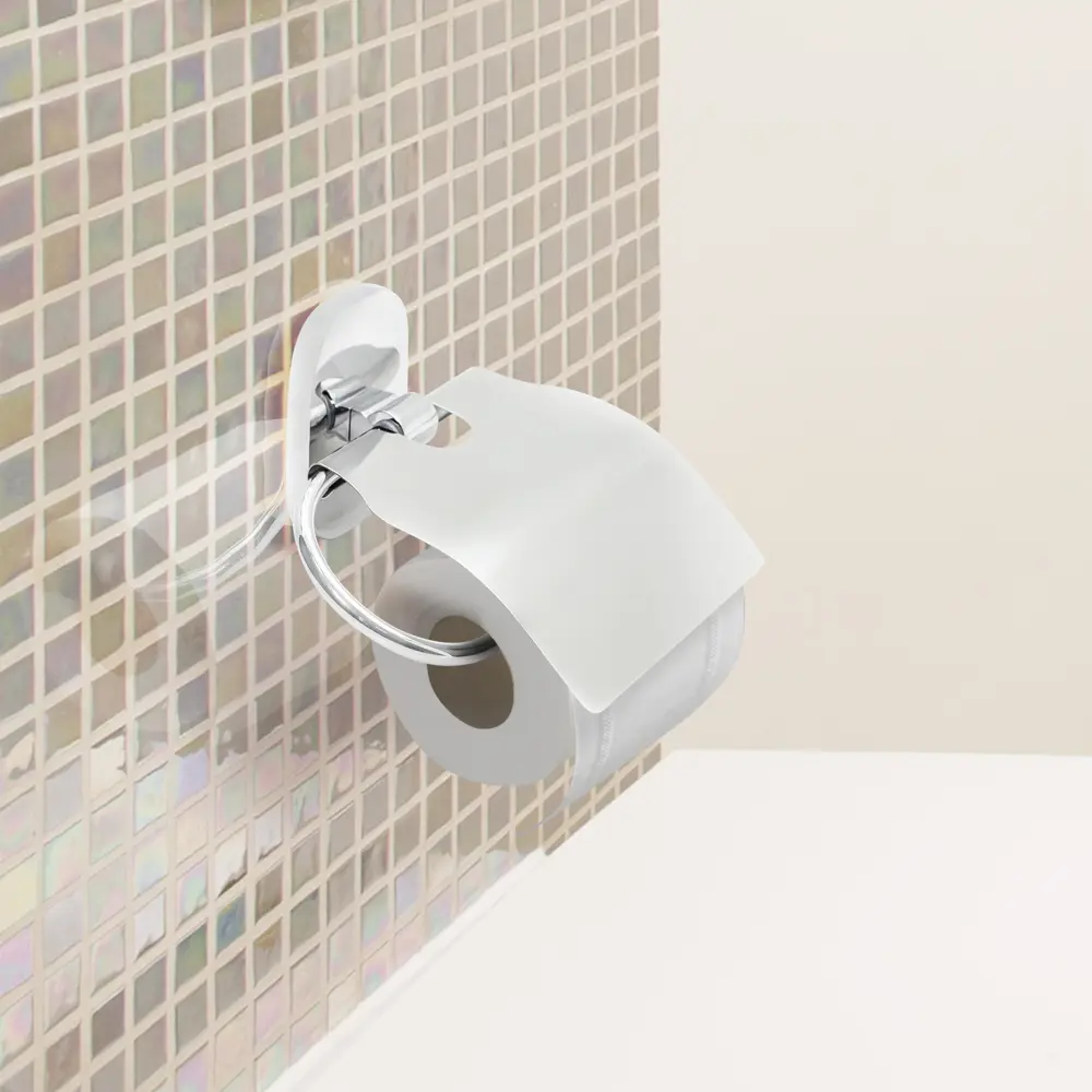 Держатель для туалетной бумаги Mr Penguin Квадрат с крышкой цвет хром STLM-2156258 - Вид №4