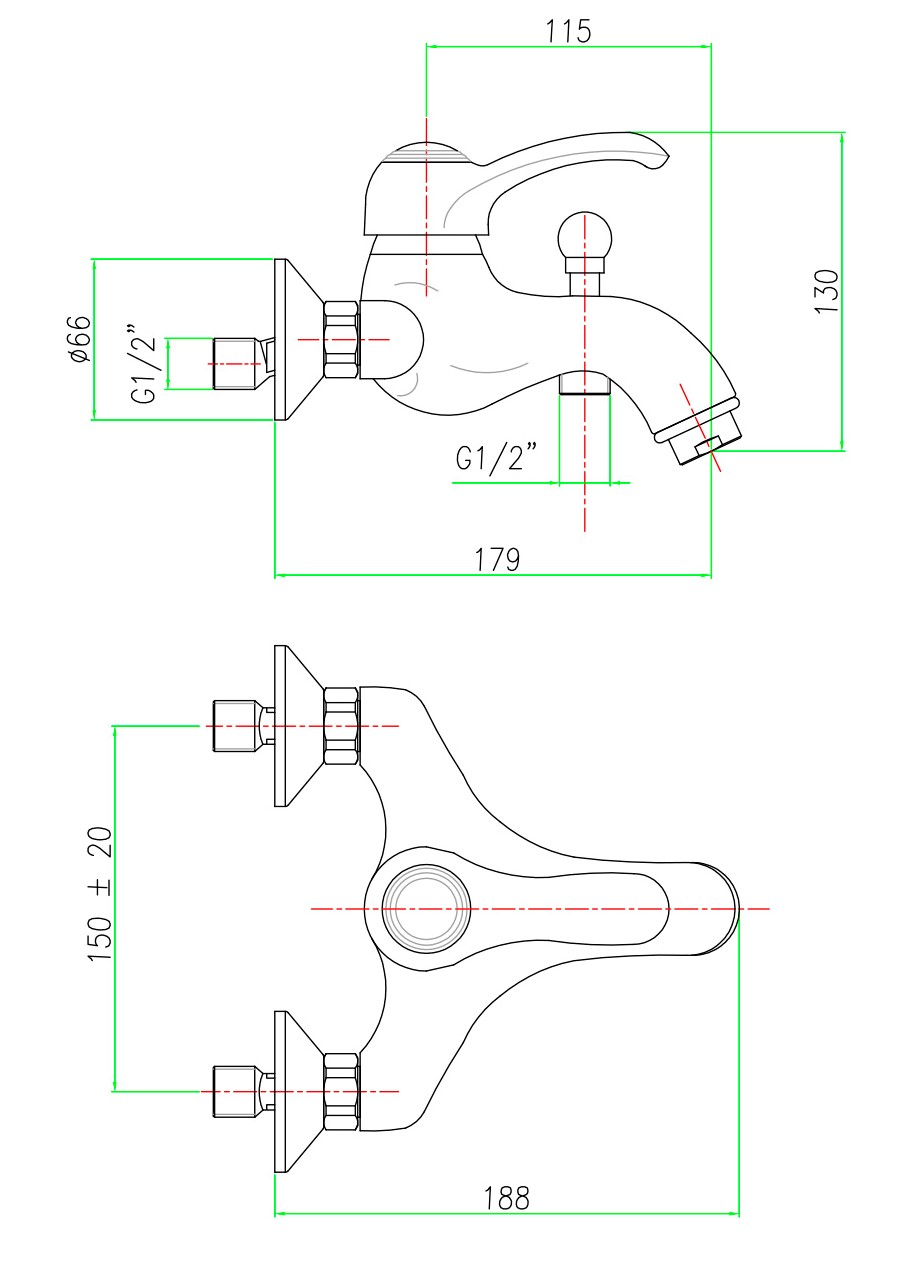 AU850102060 Смеситель для ванны ,медь Webert Aurora - Вид №1