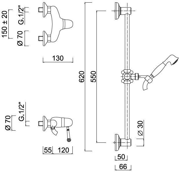 Rubinetteria Giulini Однорычажный душевой набор с ручным душем Symphony F4308ws - Вид №1