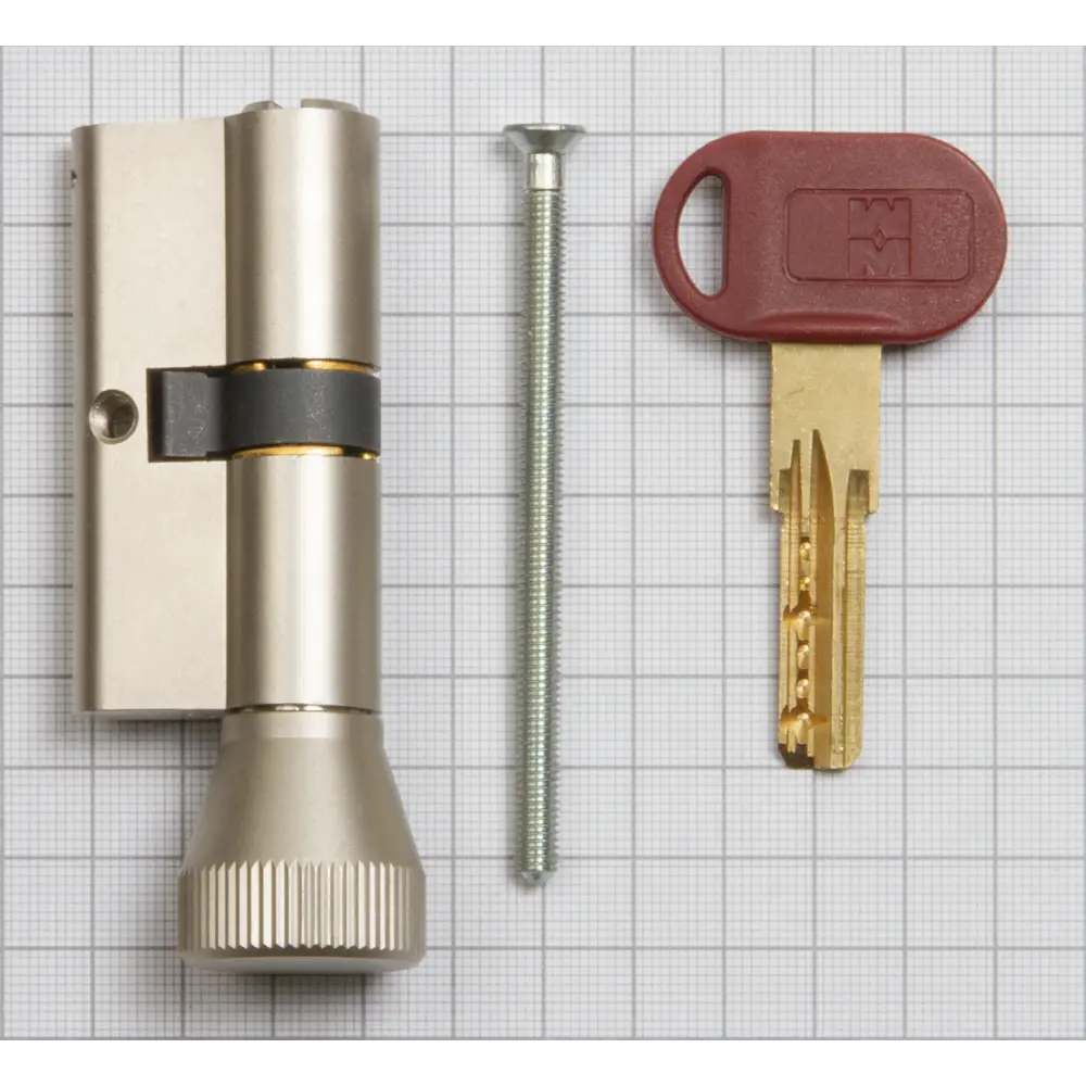 Цилиндр Mottura Project DPC1F5151 S3, 46x10x46 мм, ключ/вертушка, цвет никель STLM-2140790 - Вид №2