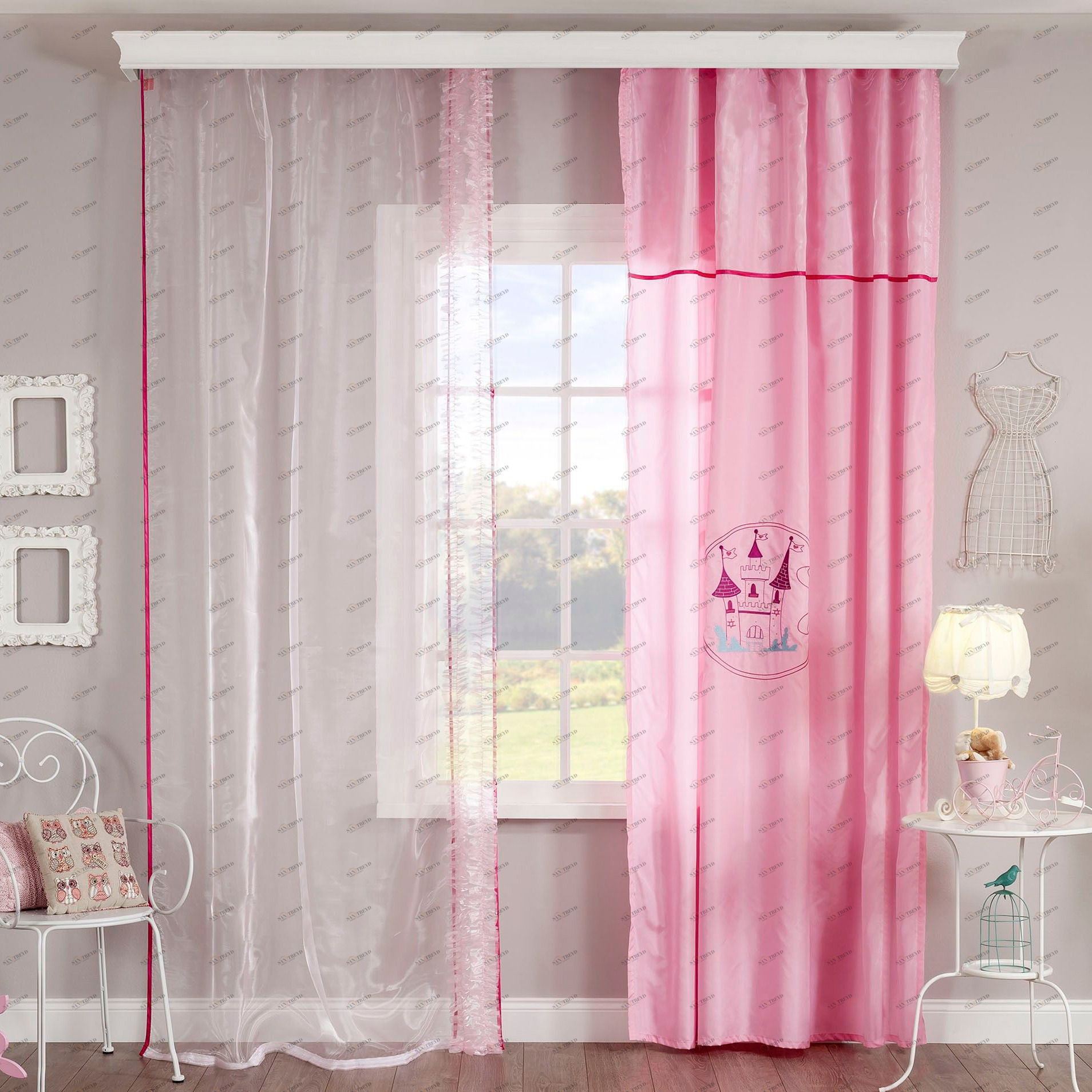 Штора детская розовая 140х260 см Lady, 1 полотно CILEK PRINCESS 00-3832646 Розовый Santreyd