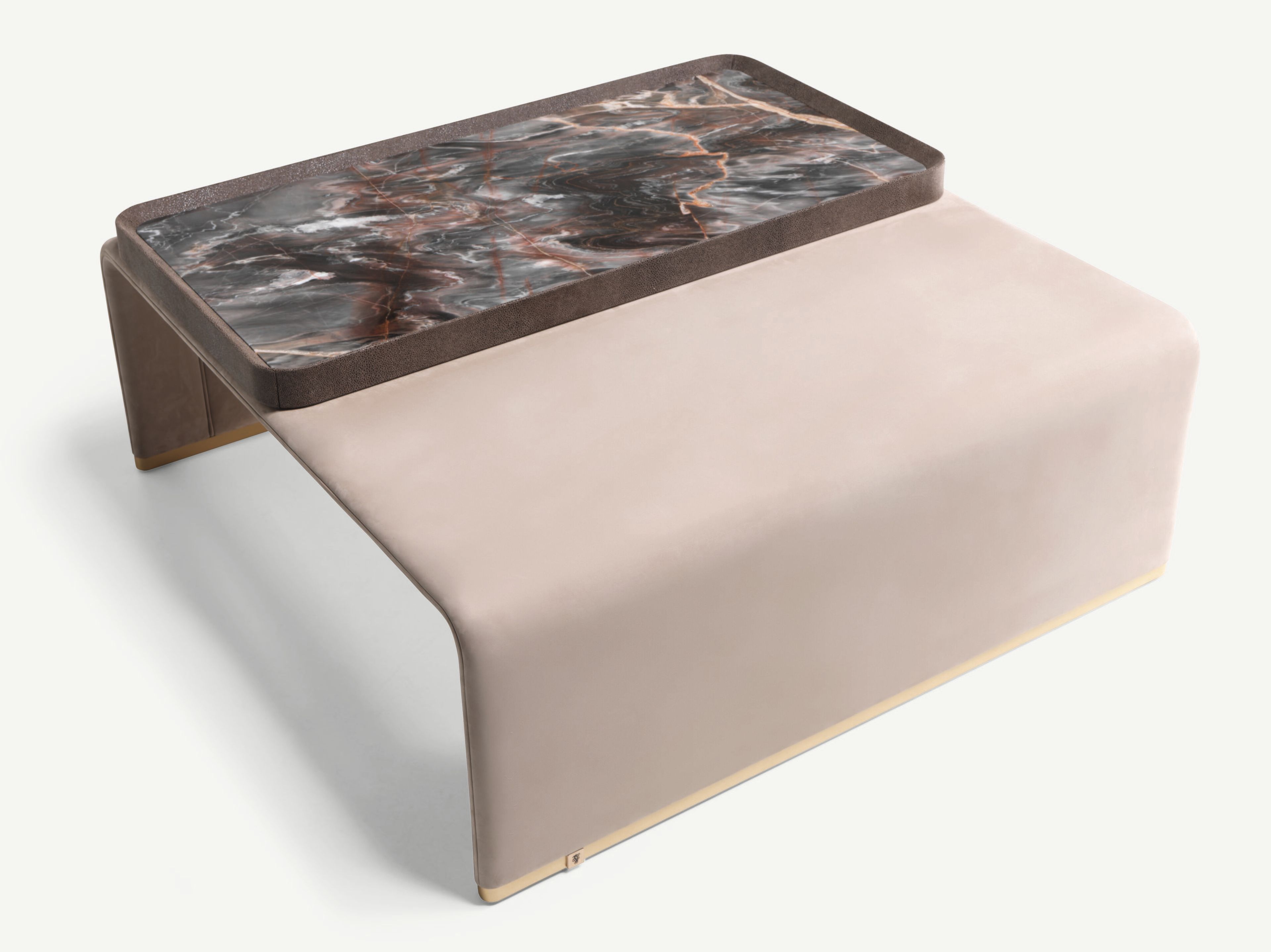 Кожаный низкий квадратный журнальный столик с подносом Visionnaire Foster ARCH-00099107