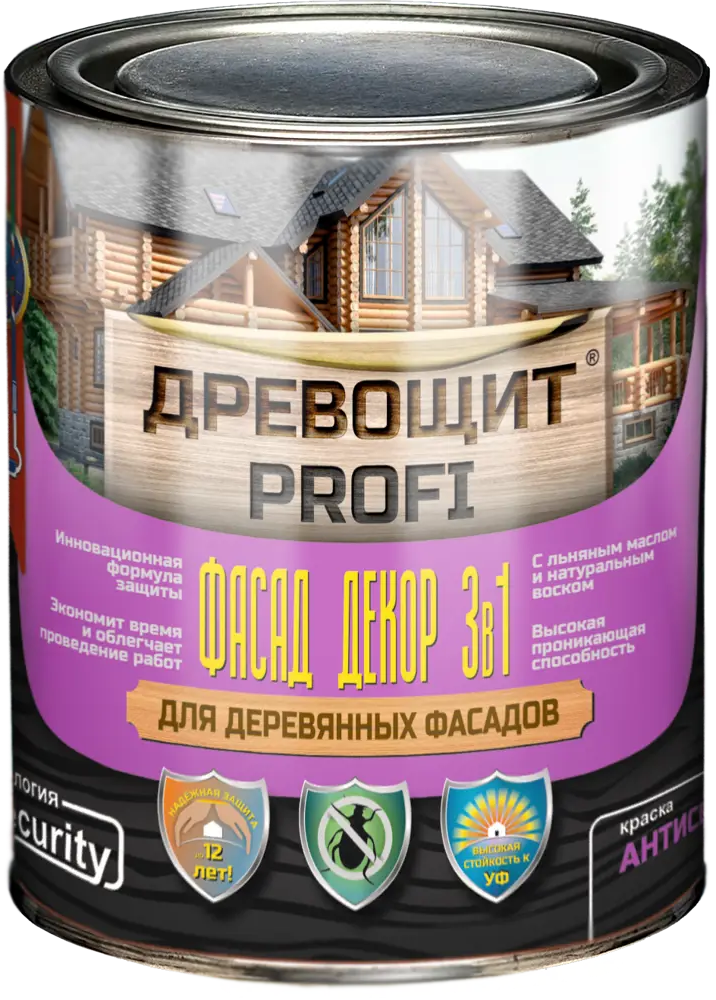 91592637 Краска-антисептик от плесени Древощит Profi Фасад Декор 3в1 цвет венге 0.7 л STLM-0852794