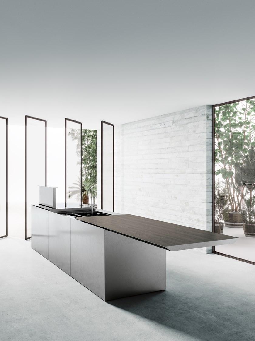 Boffi Кухня из нержавеющей стали и дерева с островом sun-id-1425941 - Вид №8