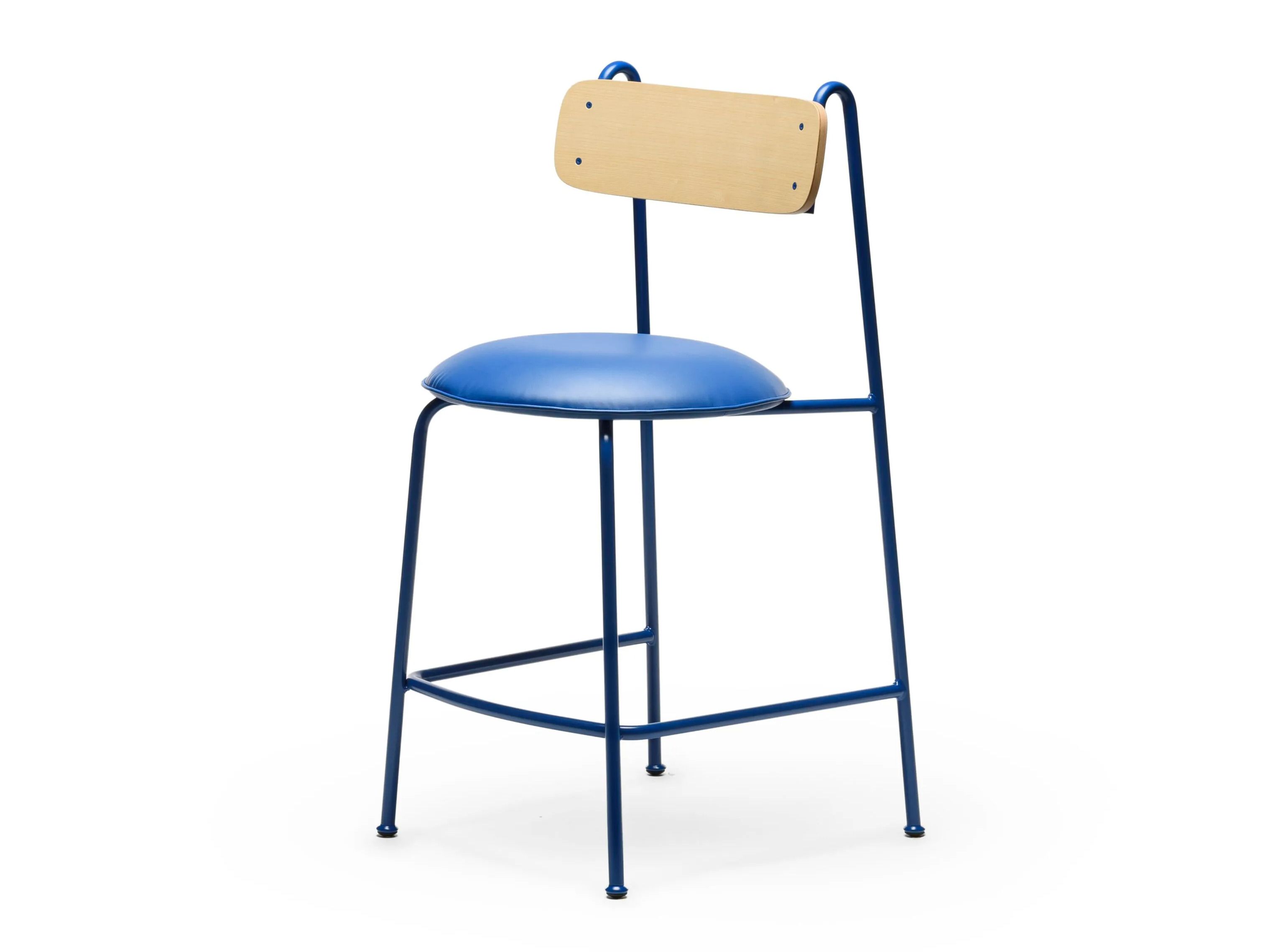 Окрашенный металлический табурет со встроенной подушкой из искусственной кожи и спинкой CHAIRS & MORE Lena ARCH-00048550 - Вид №11