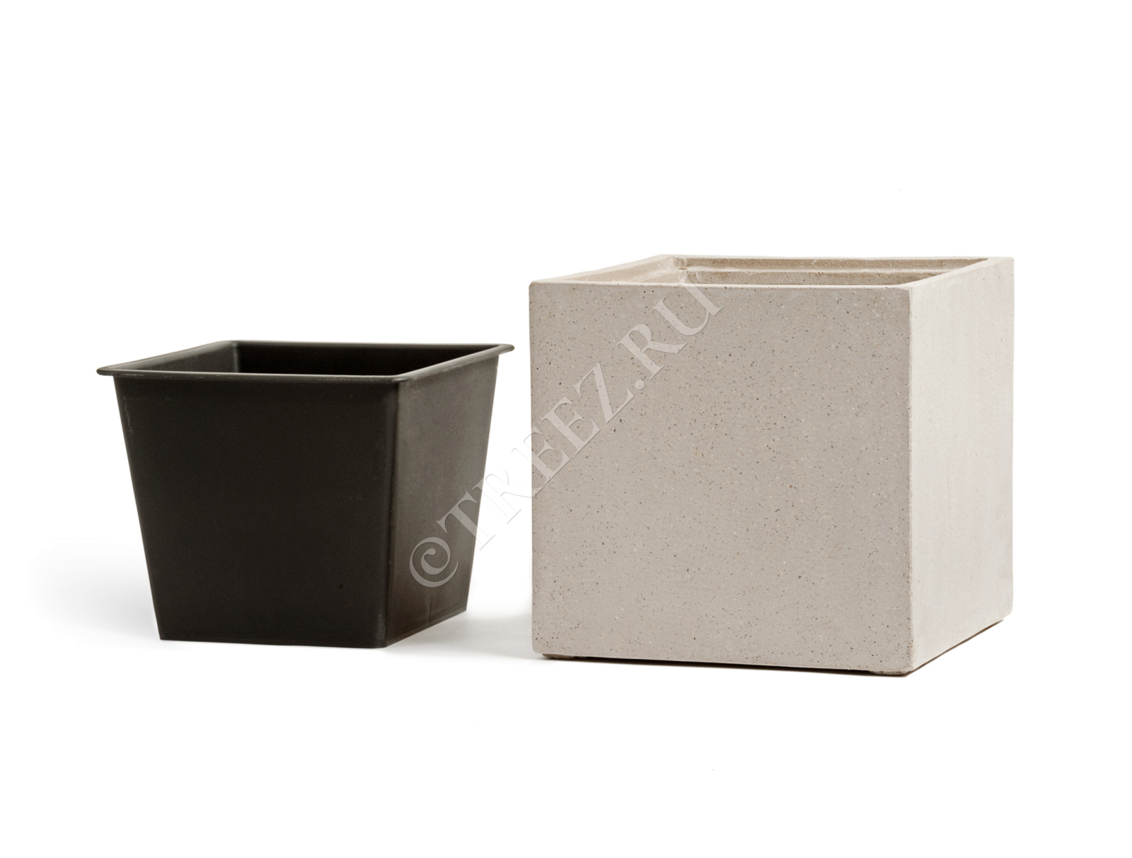 41.3317-02-005-BE-30 Кашпо  Effectory - серия Beton - Куб - Белый песок Цветочная коллекция  - Вид №4