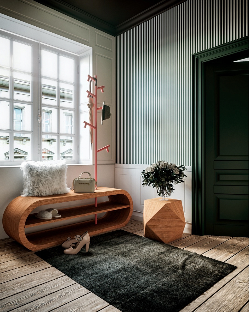 Тумбочка дизайнерская дуб "Многогранник" от Odingeniy ODINGENIY  178333 Дуб  - Вид №3