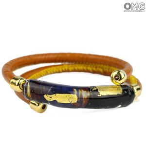 3743 ORIGINALMURANOGLASS Браслет Костанция - золото и халцедоновое стекло - муранское стекло OMG 18 см