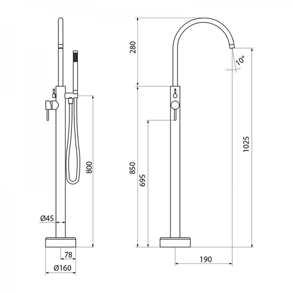 47450747 PREMIUM колонка Ванна Матовое Золото GRB MIXERS Time - Вид №1