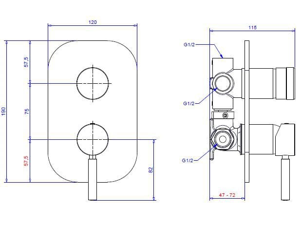 Хромированный латунный смеситель для душа с переключателем Bugnatese Kobuk ARCH-00059231 - Вид №2