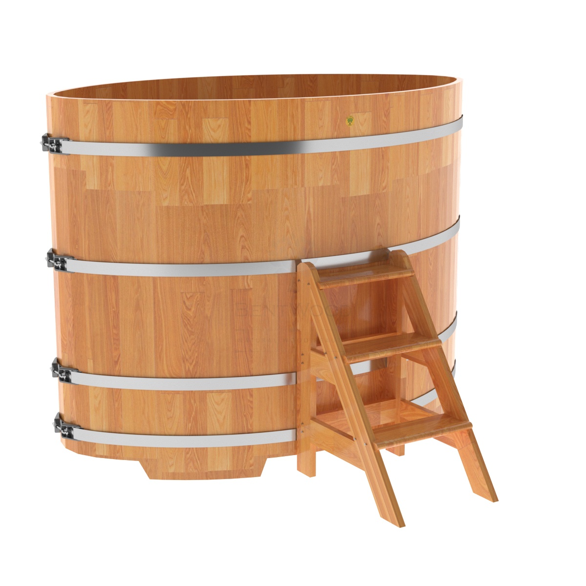 1552 Купель овальная из сращенных ламелей лиственницы 1,15х1,83х1,4 натуральная Alyarus 