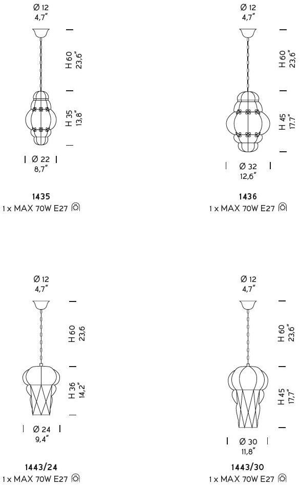 Sylcom Подвесной светильник из стекла Tiepolo 1435/1436/1443 - Вид №4