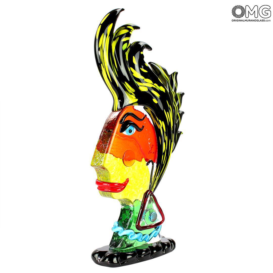 4733 ORIGINALMURANOGLASS Скульптура Голова Женщины - Pop Art - Original Murano Glass OMG 21 см PICASSO - Вид №1