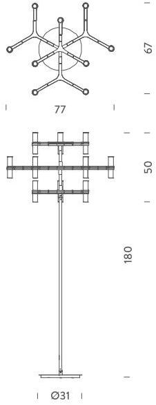 NEMO Торшер с прямым светом из алюминия и стекла Crown sun-id-1349026 - Вид №2