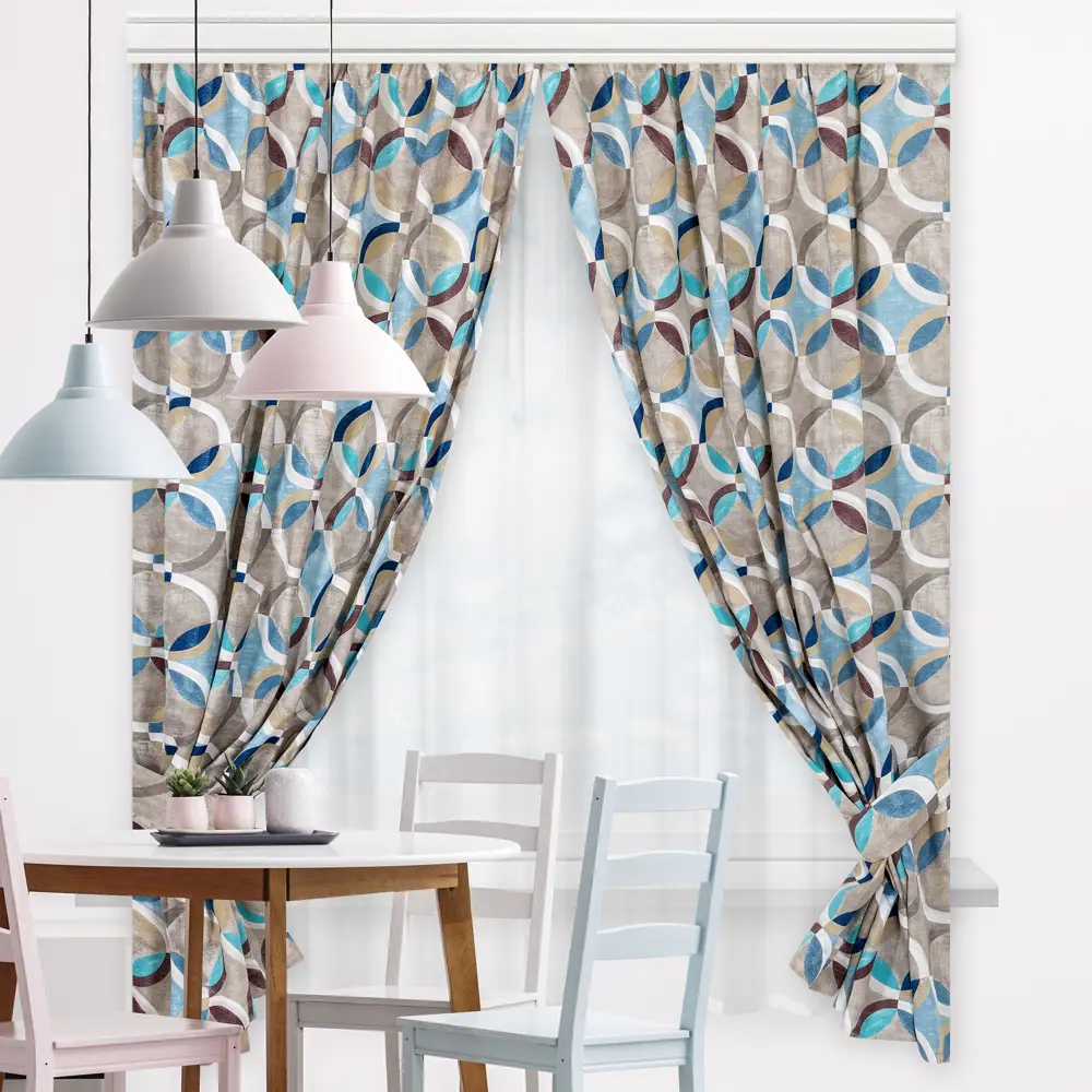 Штора на ленте для кухни Ритм блюз 136x180 см цвет мультиколор Altali STLM-2114956 - Вид №6