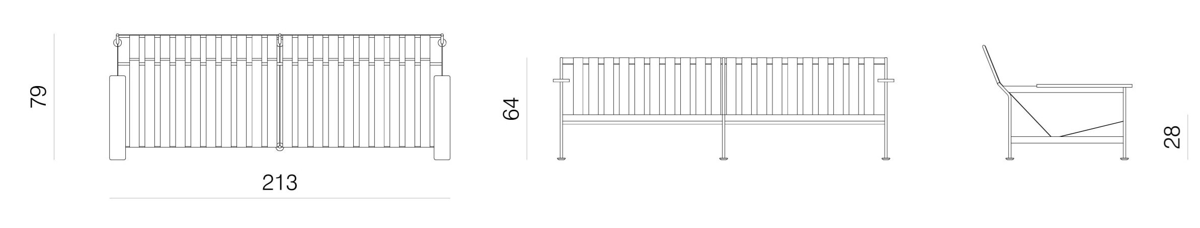 3-местный тканевый съемный садовый диван prostoria Jugo ARCH-00087667 - Вид №4