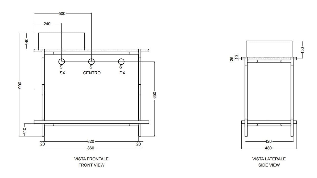 Напольная раковина из нержавеющей стали и дерева Axa Mate ARCH-00029065 - Вид №3