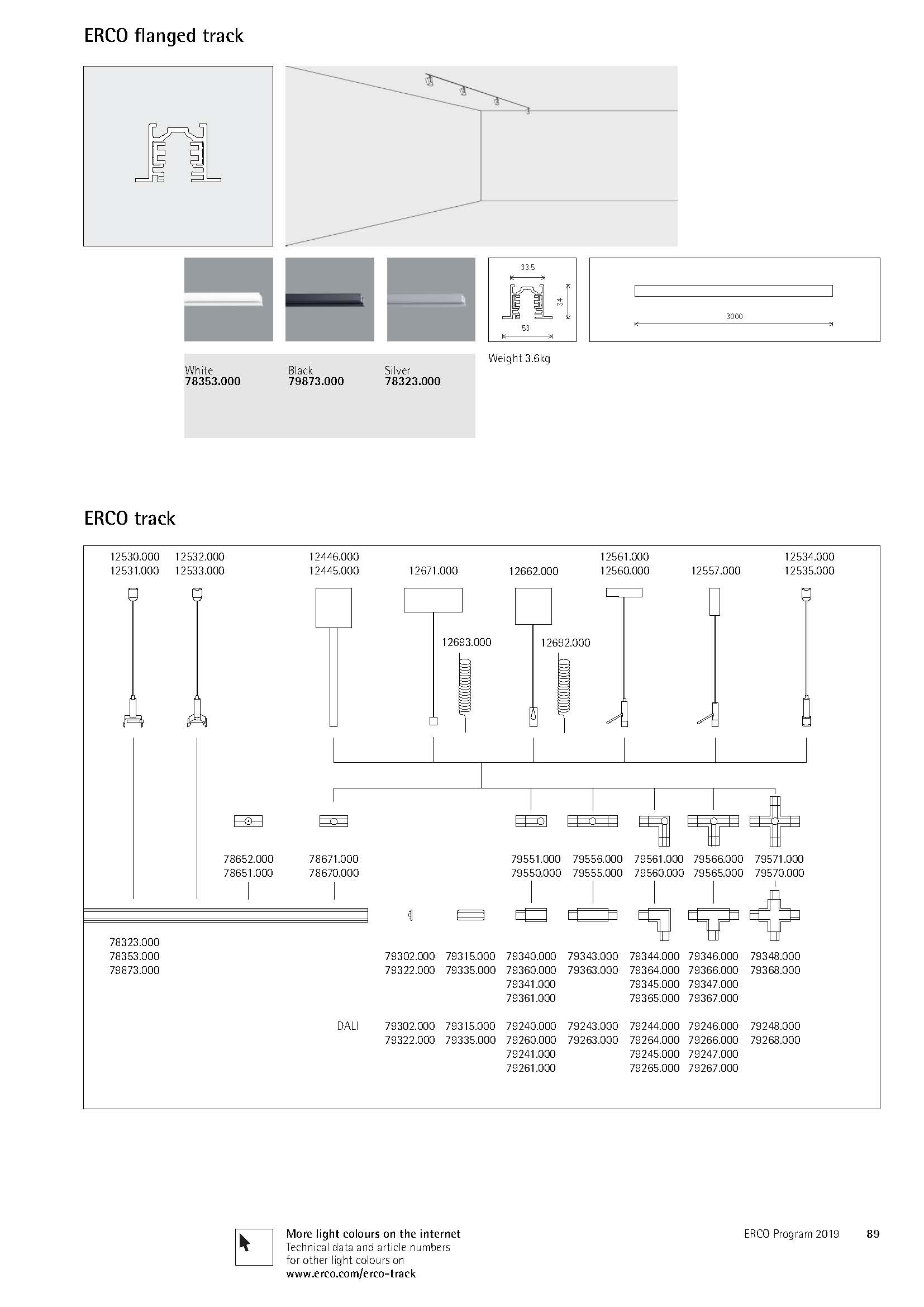 Erco 79873 Шинопровод трековой системы потолочный 116493 - Вид №1