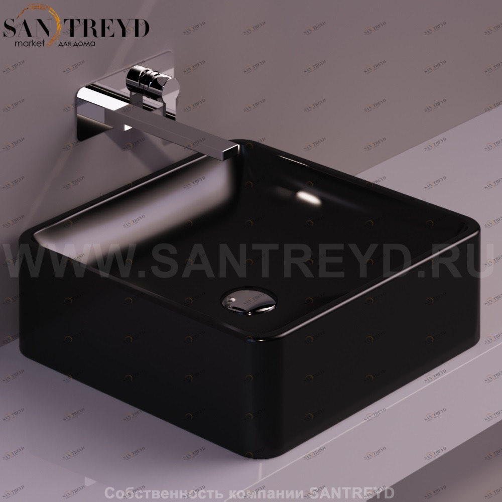 FL11NERO Накладная раковина на столешницу  квадратная Simas Flow