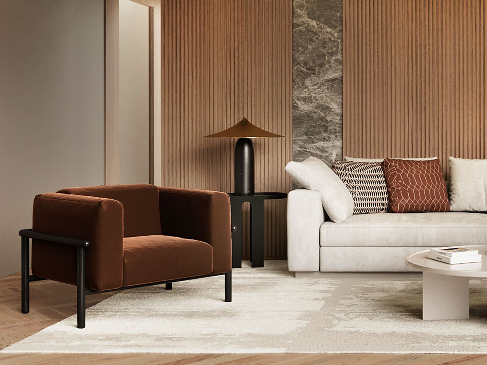 Бархатное кресло с подлокотниками ANA ROQUE INTERIORS ARCH-00129290 - Вид №1