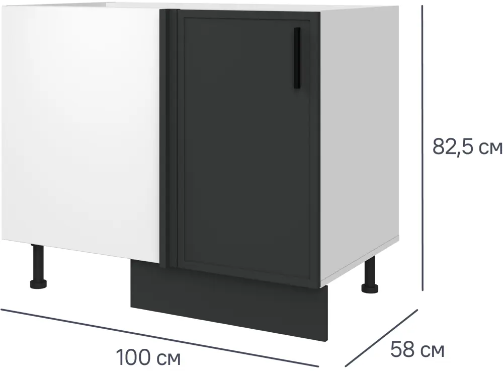 DELINIA Угловой кухонный шкаф Неро 100х82.5х58 см графит 86586491
