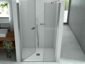 Алюминиевая и стеклянная душевая кабина с распашной дверью