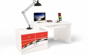 Стол модульный ABC-KING Г Тумба 400+400 La-Man ПРАВЫЙ красный