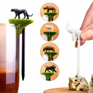 Шпажки-маркеры для бокалов разноцветные Hot Animal QUALY ДИЗАЙНЕРСКИЕ 00-3880622 Зеленый;коричневый;синий;разноцветный