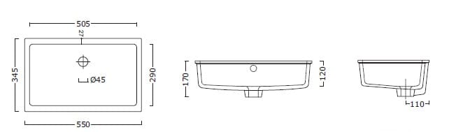 Керамическая прямоугольная встраиваемая раковина BLEU PROVENCE умывальники ARCH-00149625 - Вид №2