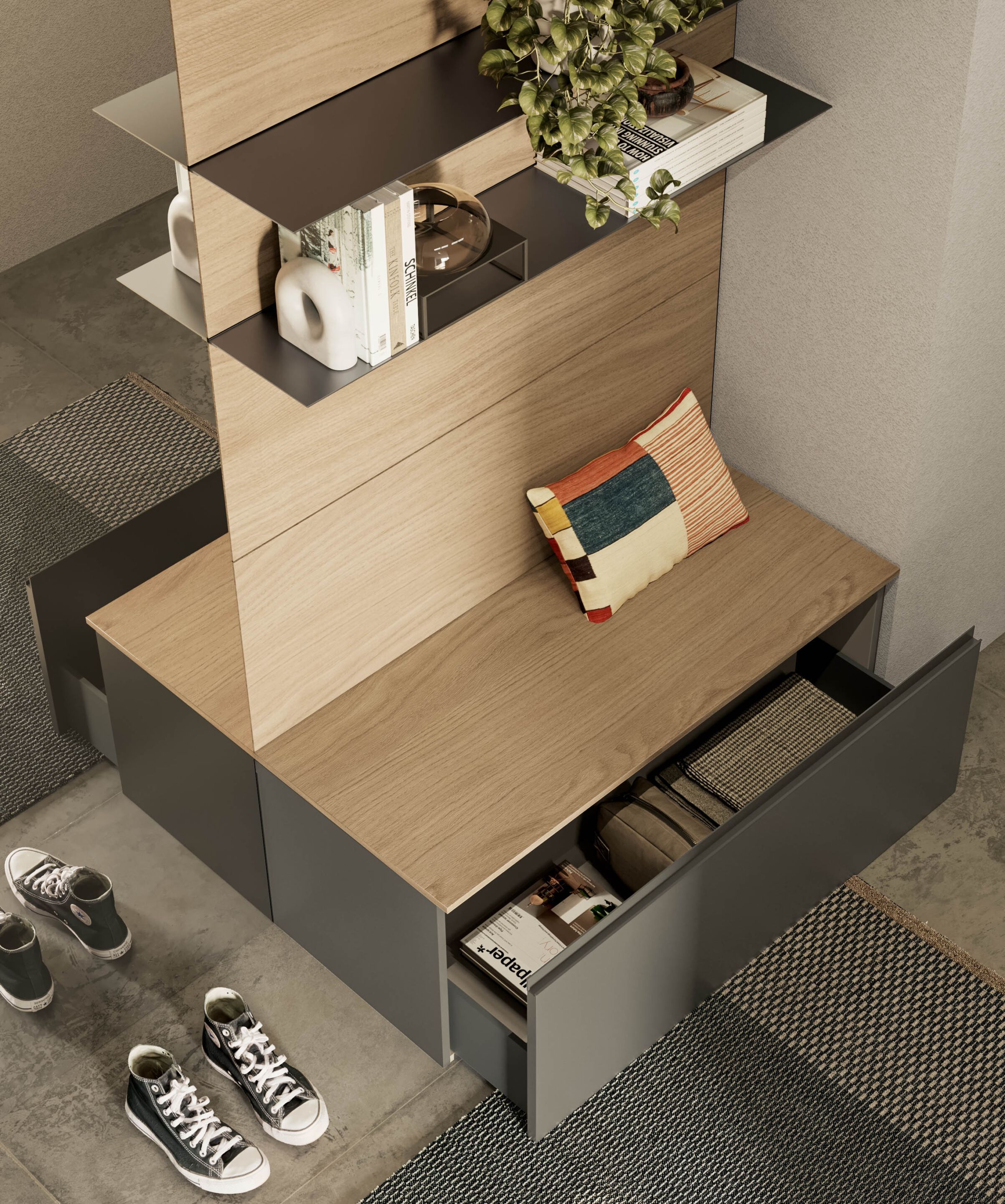 Прихожая мебель с зеркалом Birex GOLA UP COMP.1 ARCH-00072100 - Вид №2