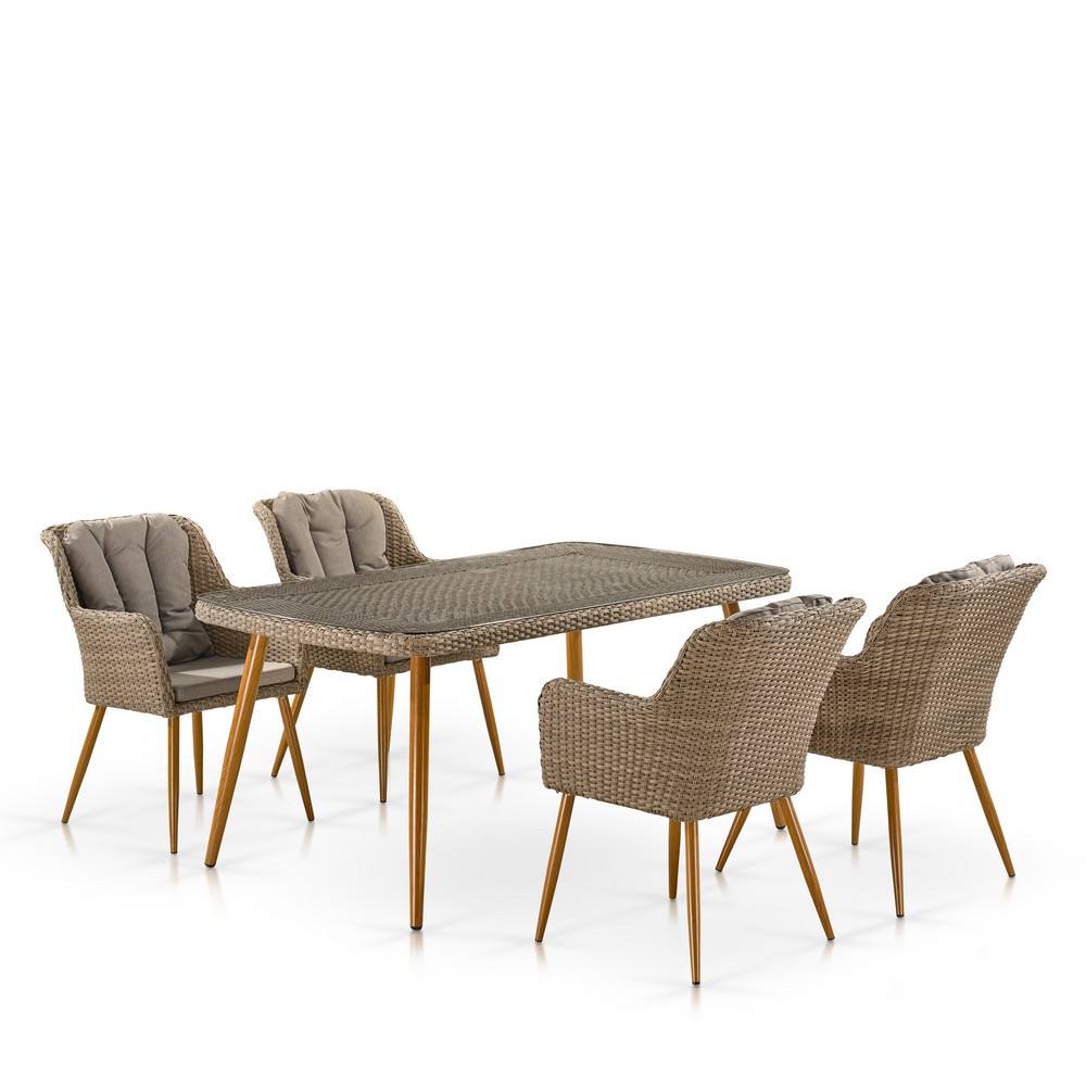 T363B/Y363B-W65 4PCS Light Brown Комплект плетеной мебели T363B/Y363B-W65 Light Brown 4Pcs Afina 