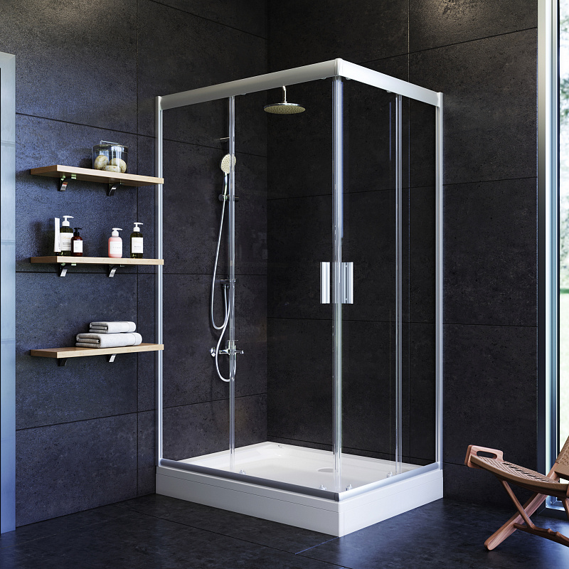 W90G-404-120280-MT Twin Slide 120x80. Душевое ограждение120x80 профиль мат хром стекло прозра AM.PM Gem - Вид №1