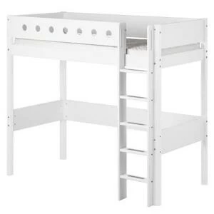 Кровать Flexa White высокая с прямой лестницей, 200 см, белая