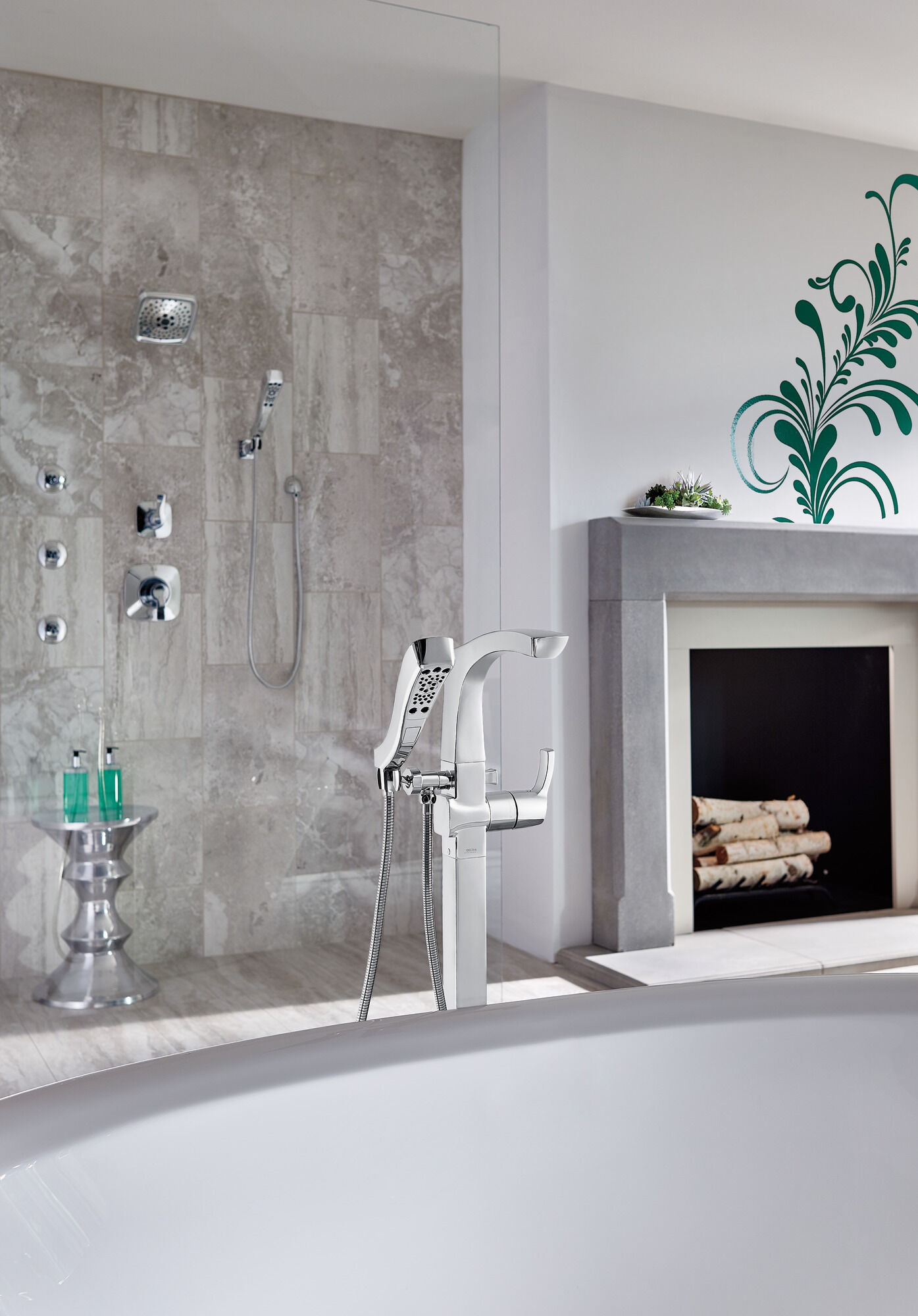 55552-SS H2Okinetic® Ручной душ с 4 настройками для настенного монтажа Delta Faucet Universal Showering Нержавеющая сталь  - Вид №11