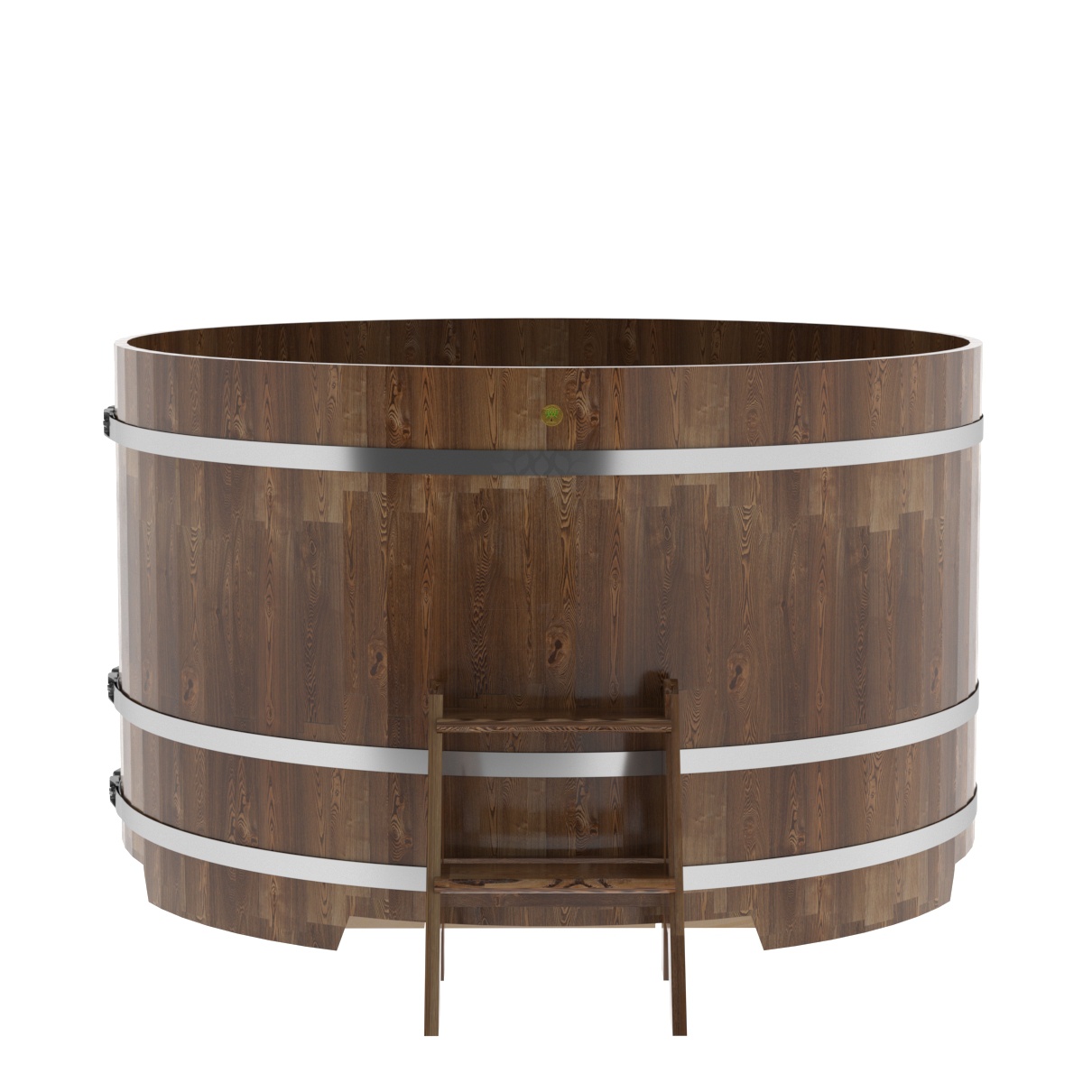 1558 Купель круглая из сращенных ламелей лиственницы d=1,80х1,1 морёная Alyarus  - Вид №3