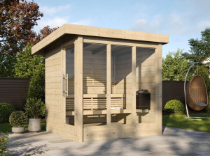 Деревянная сауна на открытом воздухе