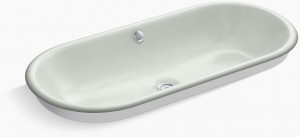 KOHLER Iron Plains Capsule Раковина для ванной комнаты, встраиваемая / устанавливаемая под емкость, с выкрашенной в белый цвет нижней стороной K-20213-W-FF