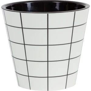 Горшок цветочный Ingreen Фиджи Геометрия ø16 h14.5 см v1.6 л пластик чёрный/белый