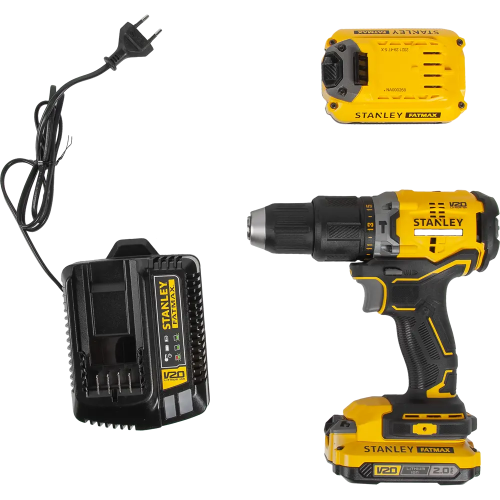 Дрель-шуруповерт аккумуляторная бесщеточная ударная Stanley Fatmax SBD715D2K, 18 В Li-ion 2х2 Ач STLM-2198165 - Вид №4