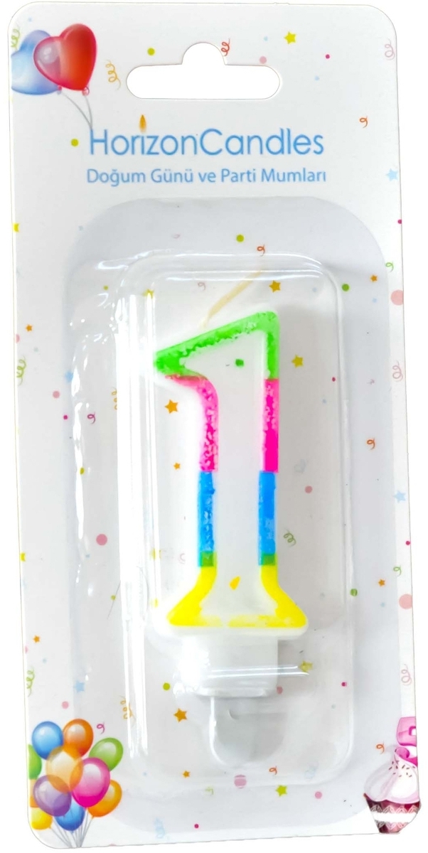91017916 Свеча Horizon Candles для торта Цифра 1 разноцветная STLM-0443320 MIR LIGHT