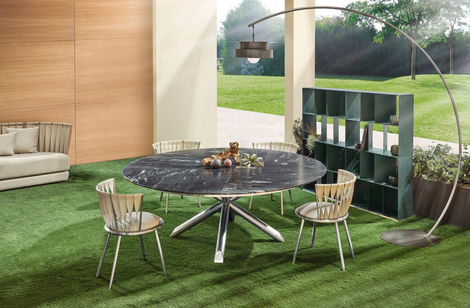 Круглый садовый стол из нержавеющей стали и стекла Cantori THOMAS ARCH-00003880 - Вид №1