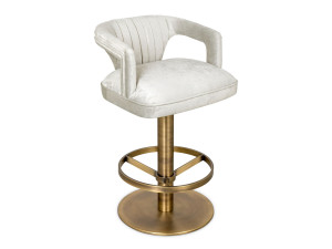 Высокий бархатный поворотный стул с подлокотниками