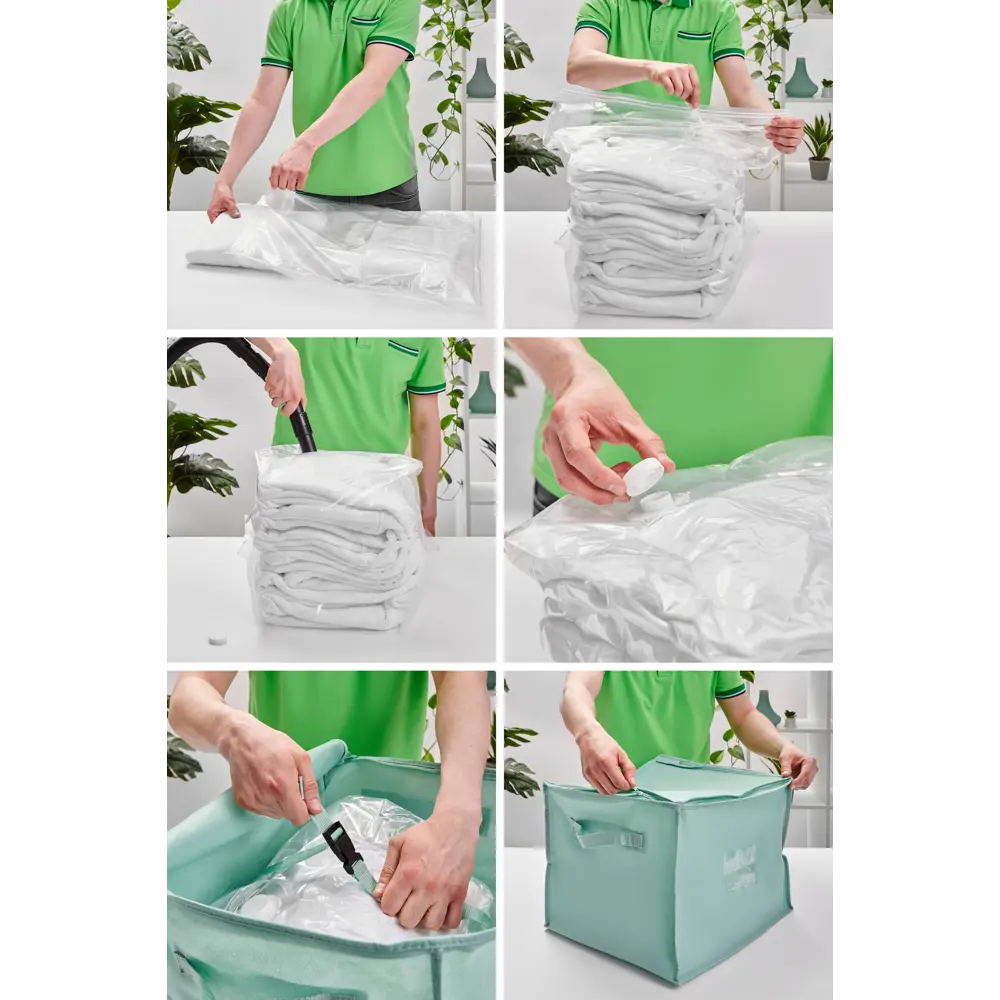 Короб с вакуумным пакетом Spaceo 42x36x33 см цвет зеленый STLM-2091834 - Вид №2